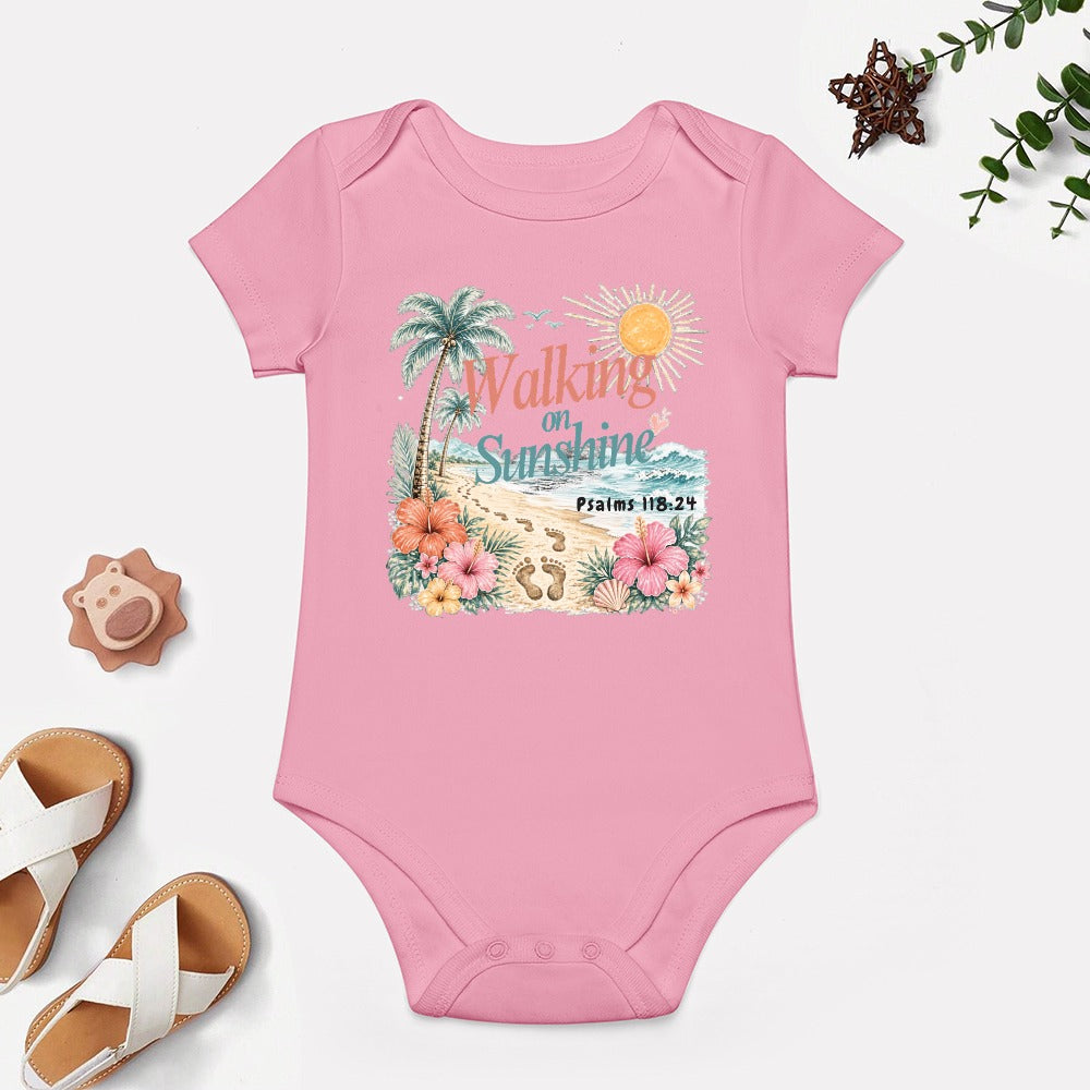 Walking on Sunshine Pink Short -Sleeve Baby's Bodysuit