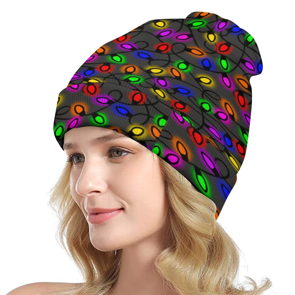 Christmas Lights Full printed knitted hat