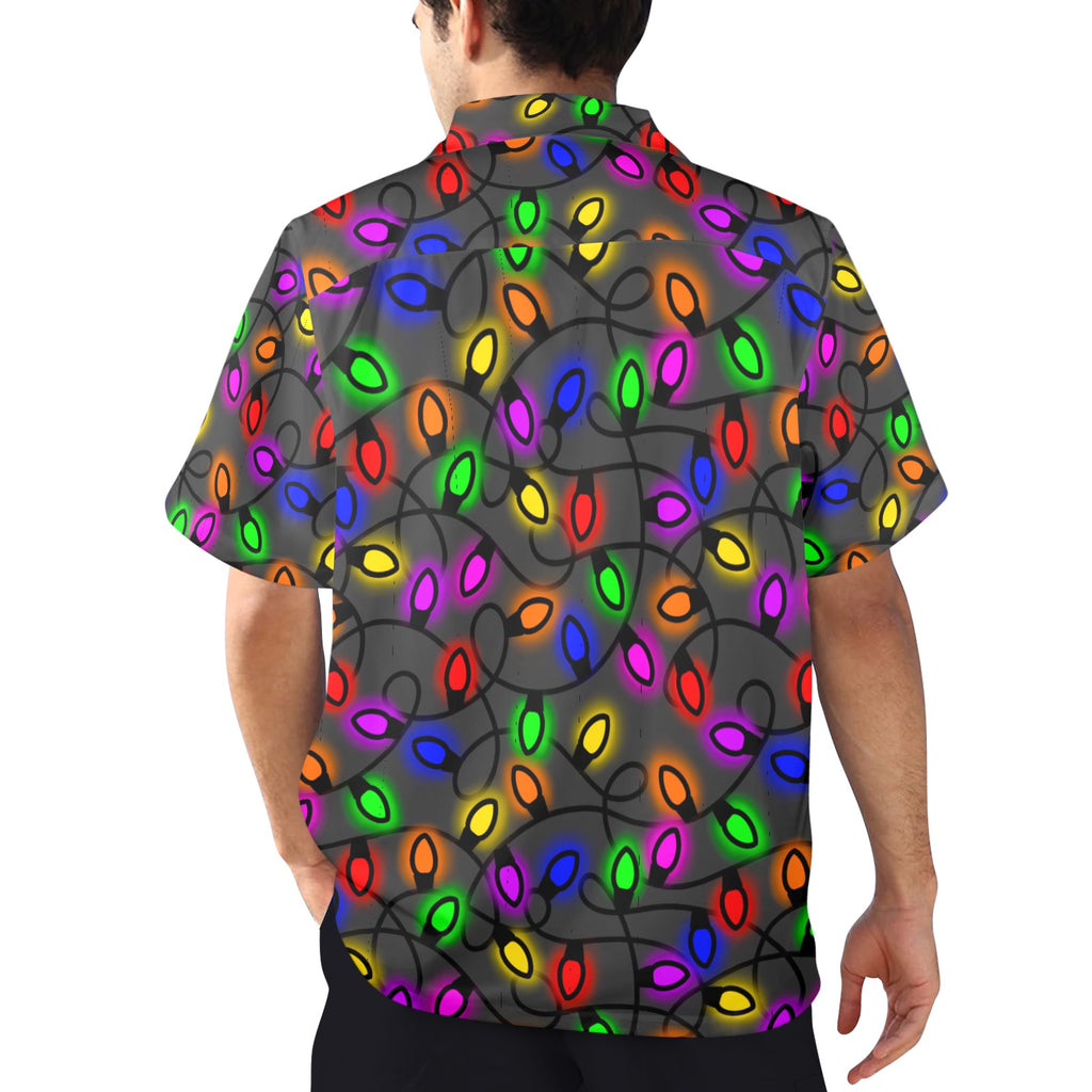 Men's All Over Print Christmas Light Bulbs Shirt Made In USA