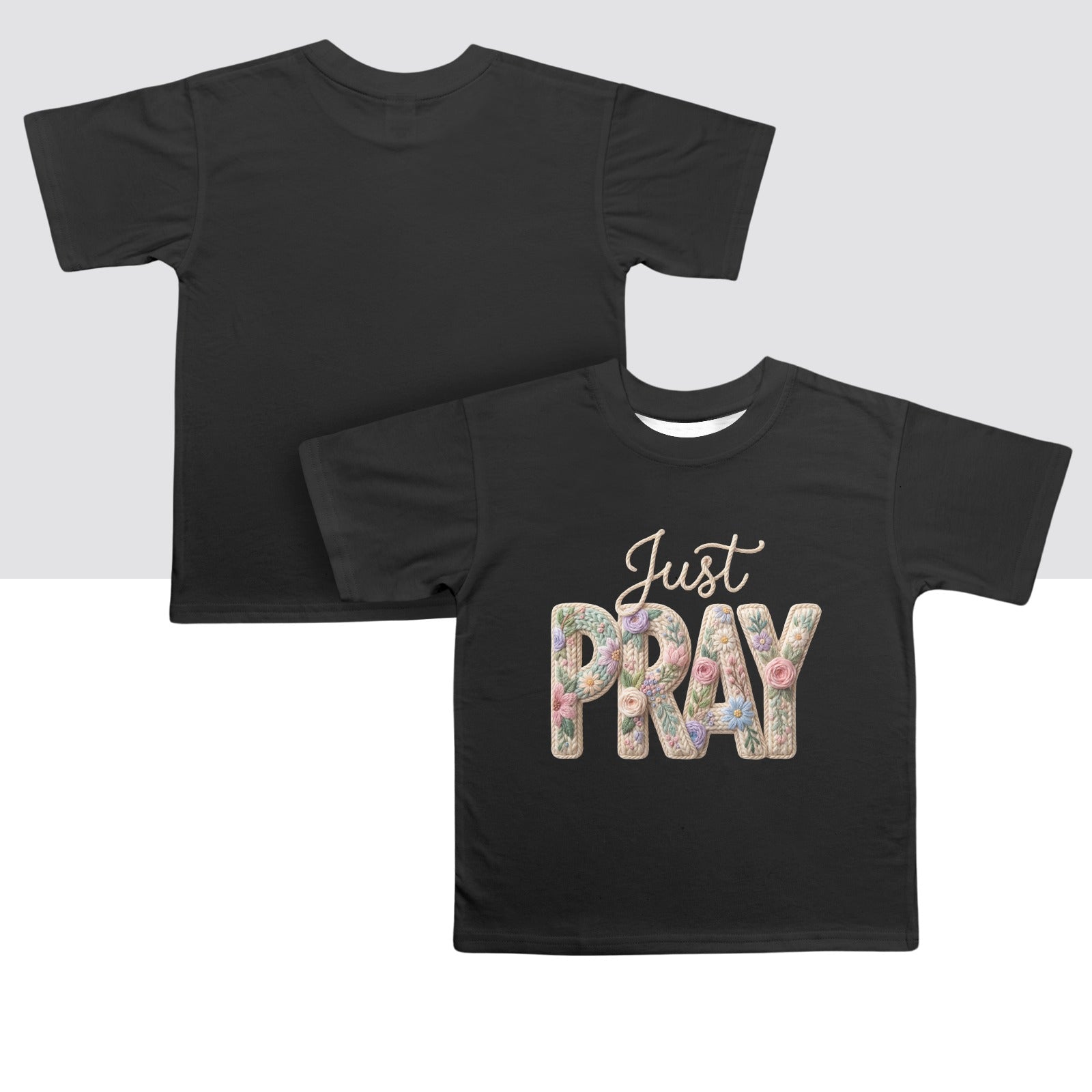 Just Pray Kids' T-Shirt in USA Size Front Print（Made in USA，Ships to USA Only）Free Shipping