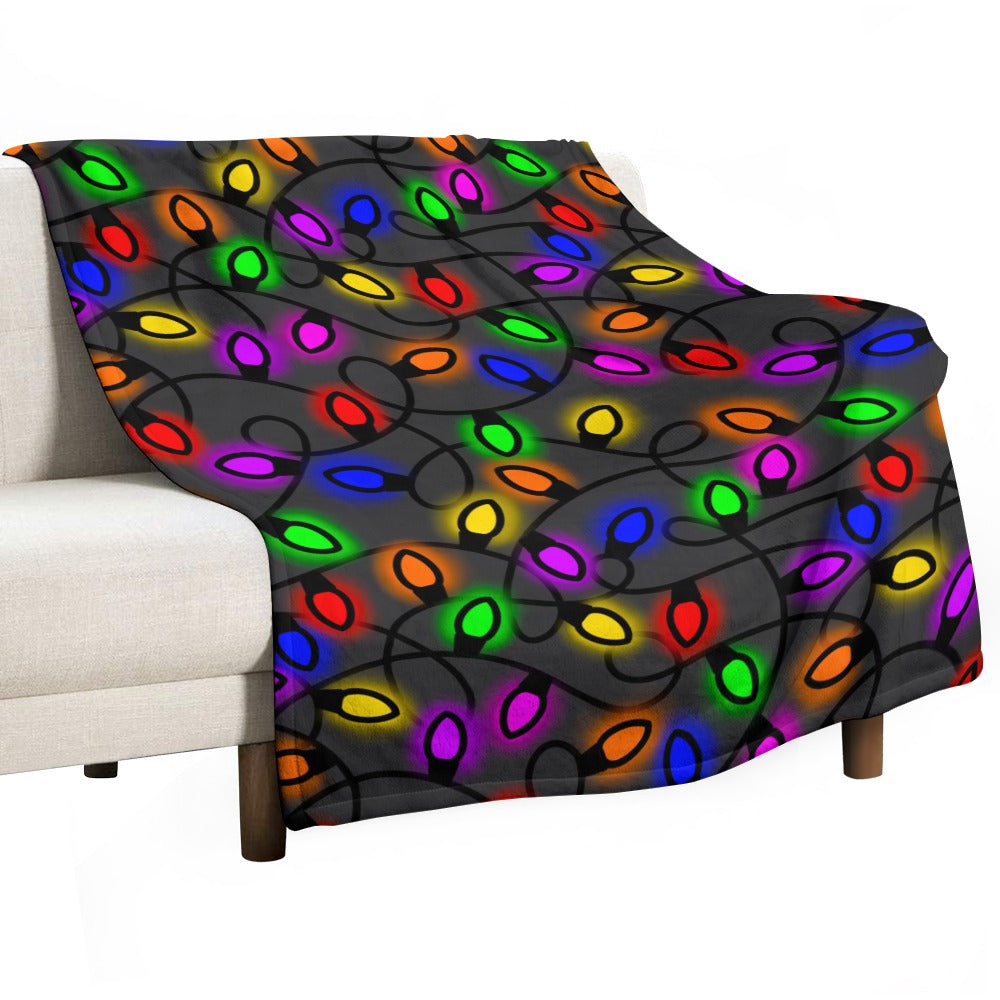 Christmas Lights Ultra-Soft Flannel Blanket Multiple Sizes This One 60" x 80 - Made in the USA