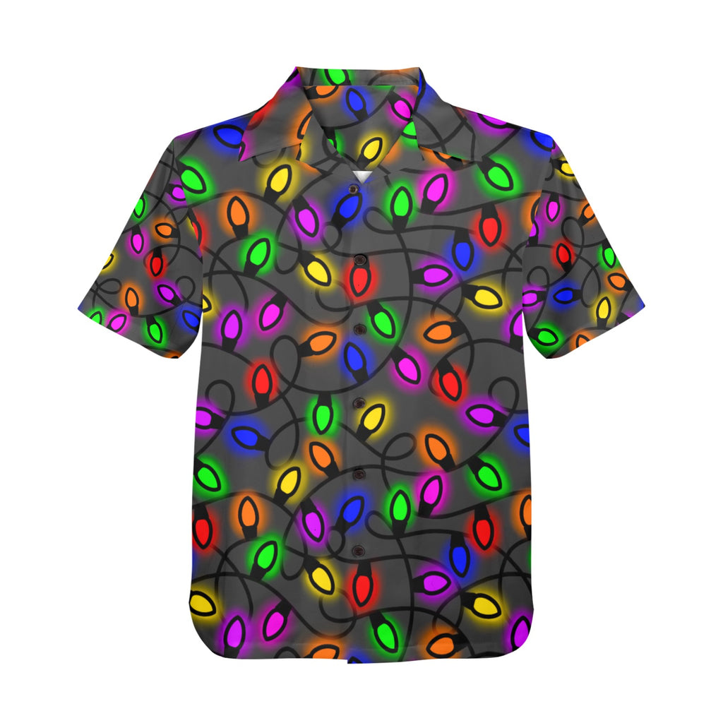 Men's All Over Print Christmas Light Bulbs Shirt Made In USA