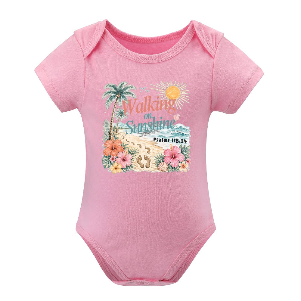 Walking on Sunshine Pink Short -Sleeve Baby's Bodysuit
