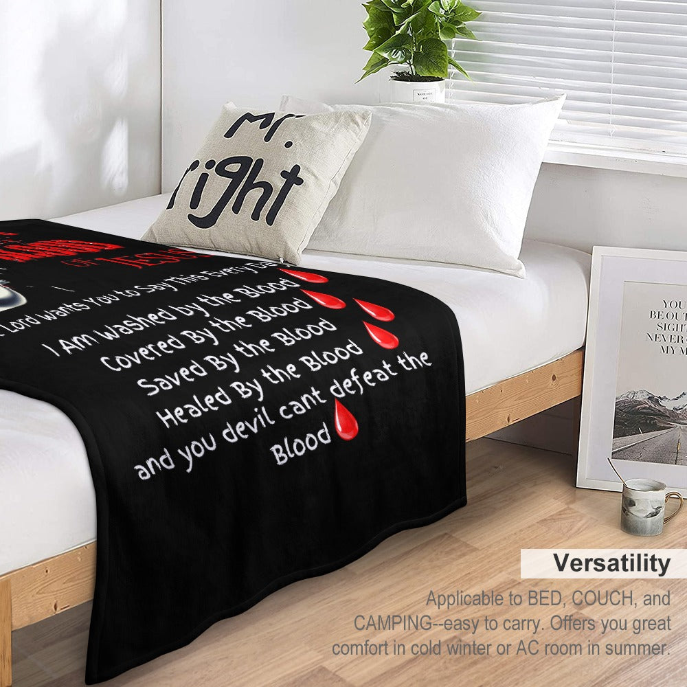 There's Power in the Blood of Jesus Custom super soft blanket Made in USA