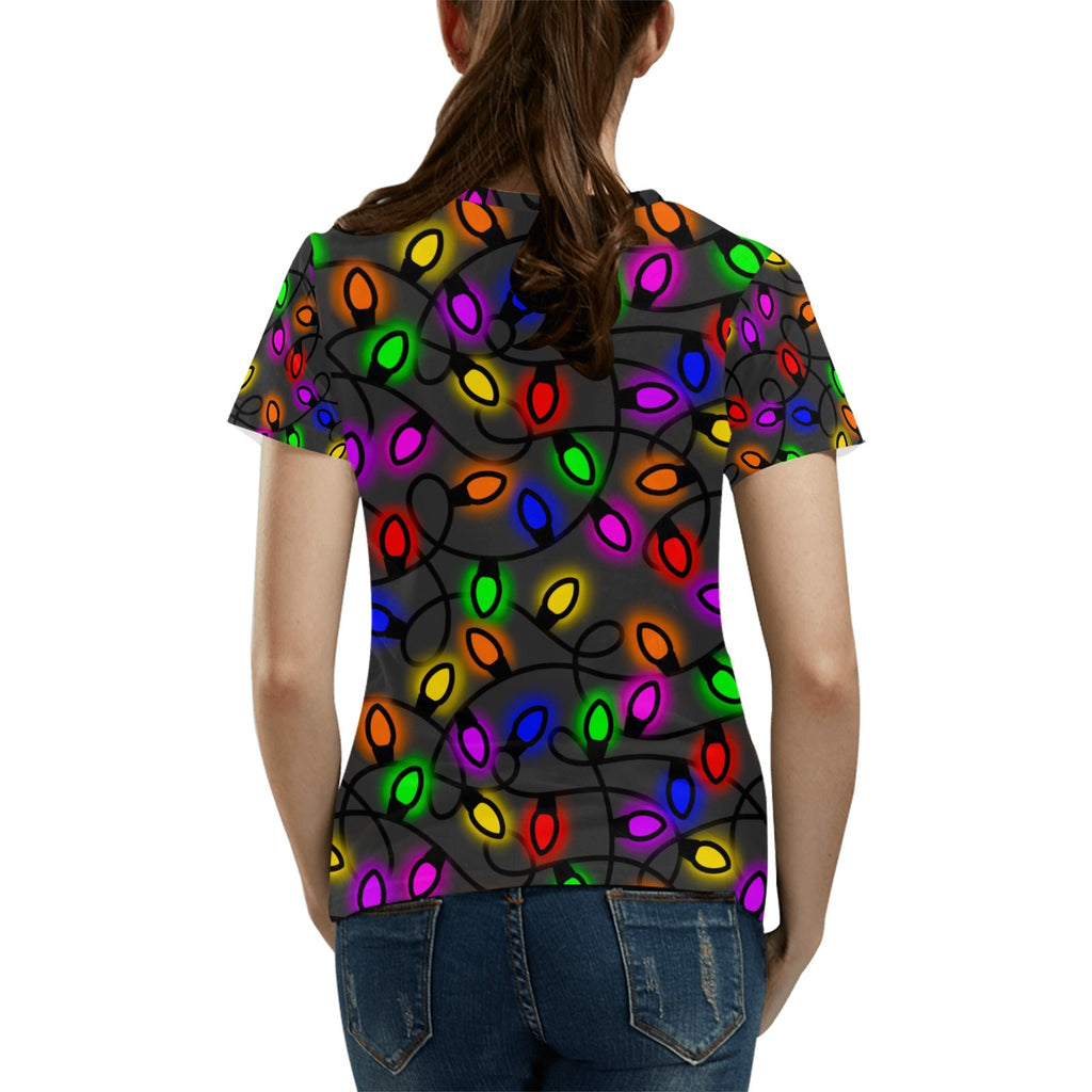 Christmas Lights Women's All Over Print T-shirt  Made In USA