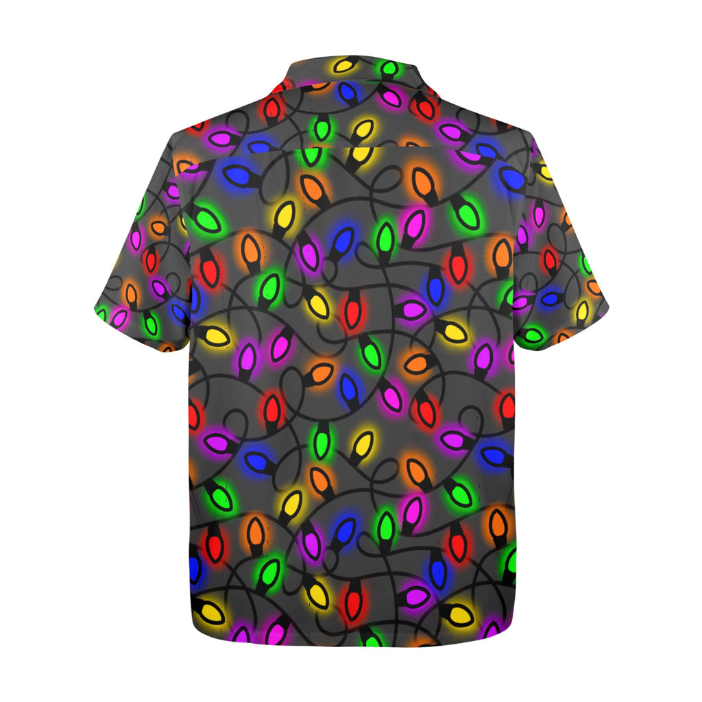 Men's All Over Print Christmas Light Bulbs Shirt Made In USA