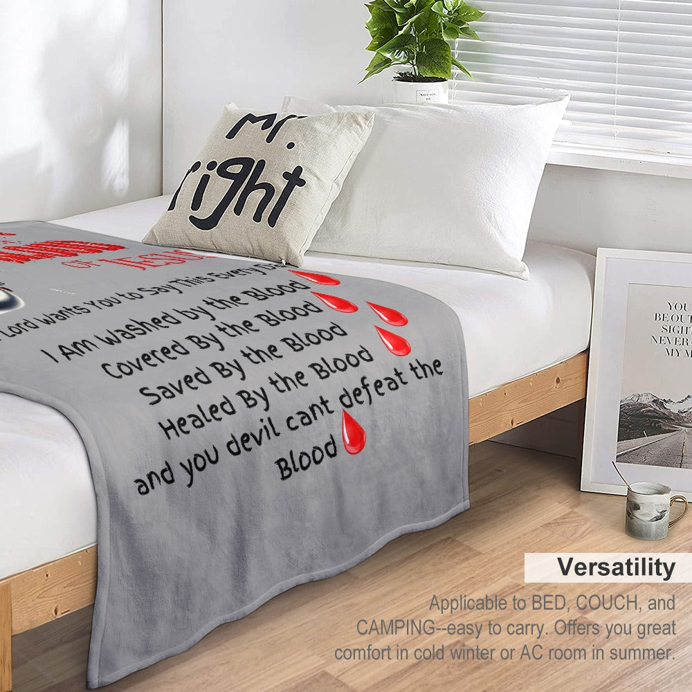 There's Power in the Blood of Jesus Custom super soft blanket Made in USA