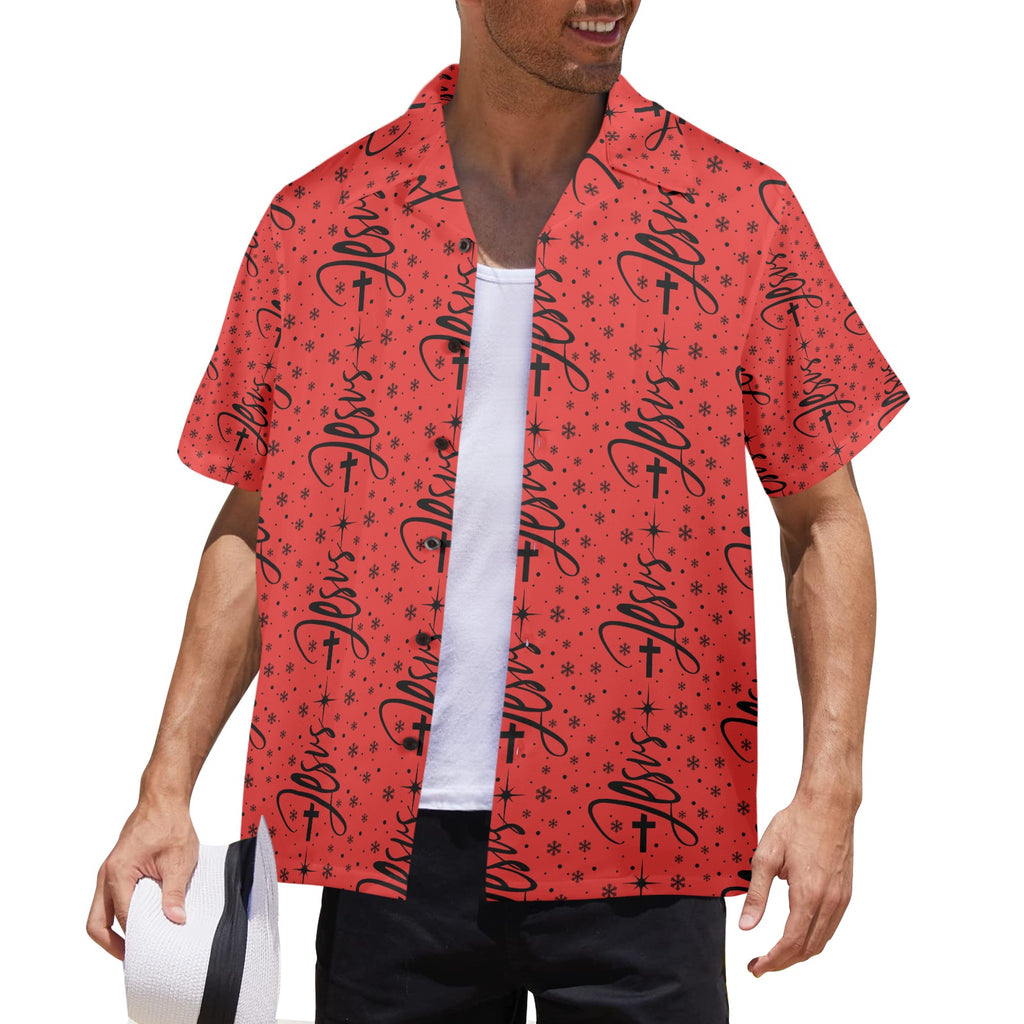 Men's All Over Print Jesus Christmas Dress Shirt Made In USA