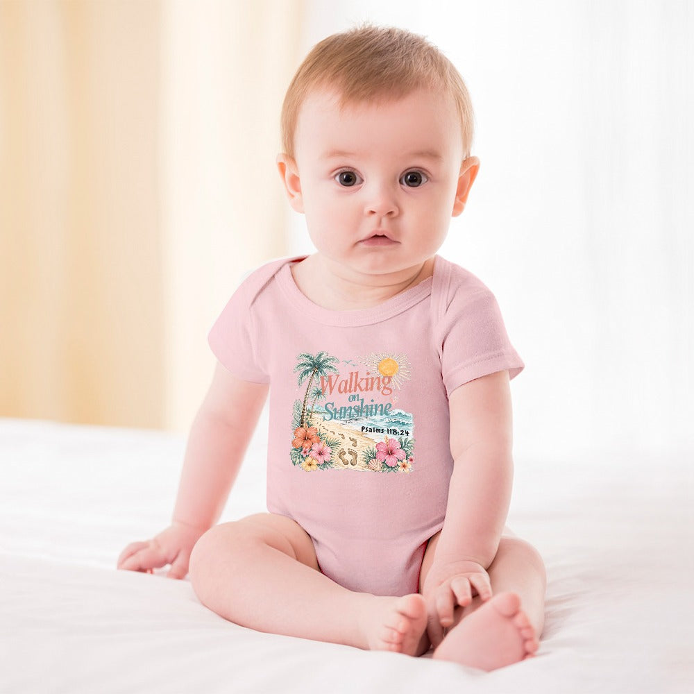Walking on Sunshine Light Pink Short -Sleeve Baby's Bodysuit