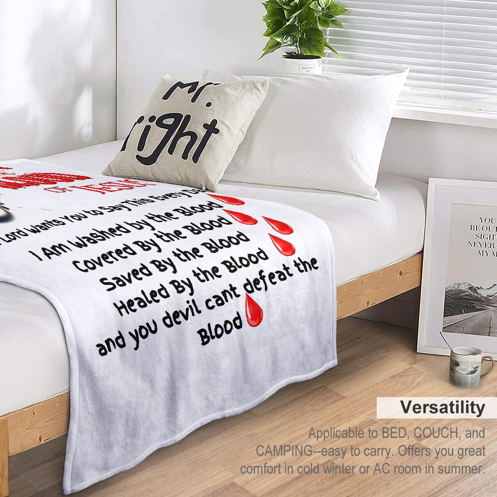 There's Power in the Blood of Jesus Custom super soft blanket Made in USA