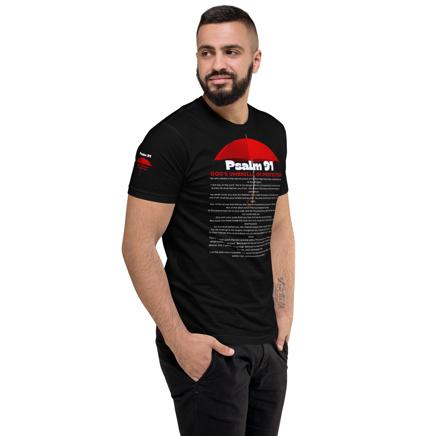 Psalm 91 GODS Umbrella of Protection - Short Sleeve T-shirt