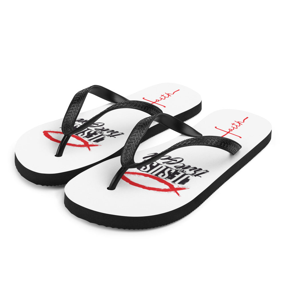 American Christian White Flip-Flops