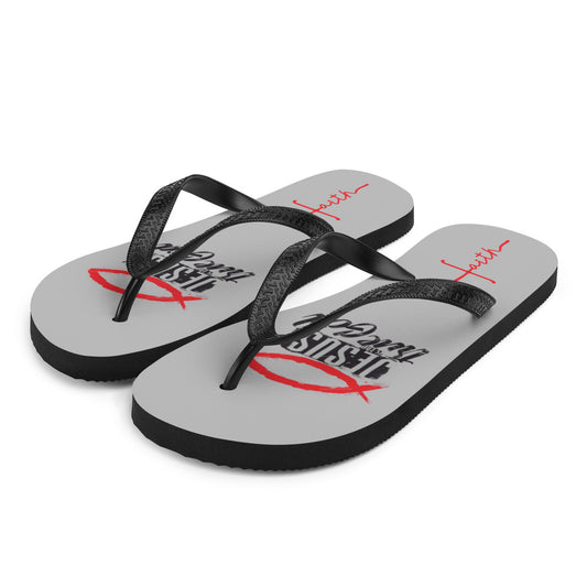 American Christian Light Grey Flip-Flops