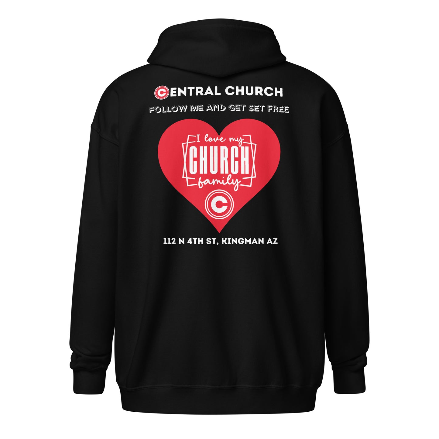 Central Church Kingman Arizona heavy blend zip hoodie (Embroidered in Front DTG in Back)