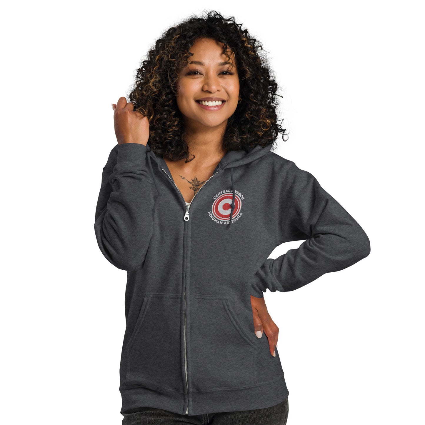 Central Church Kingman Arizona heavy blend zip hoodie (Embroidered in Front DTG in Back)