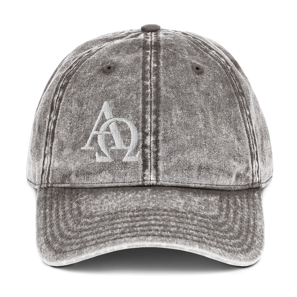 Alpha and Omega Beginning and the End Vintage Cotton Twill Cap Hat