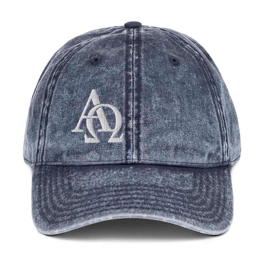 Alpha and Omega Beginning and the End Vintage Cotton Twill Cap Hat